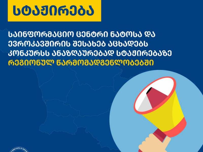 საინფორმაციო ცენტრი ნატოსა და ევროკავშირის შესახებ აცხადებს კონკურსს ანაზღაურებად...